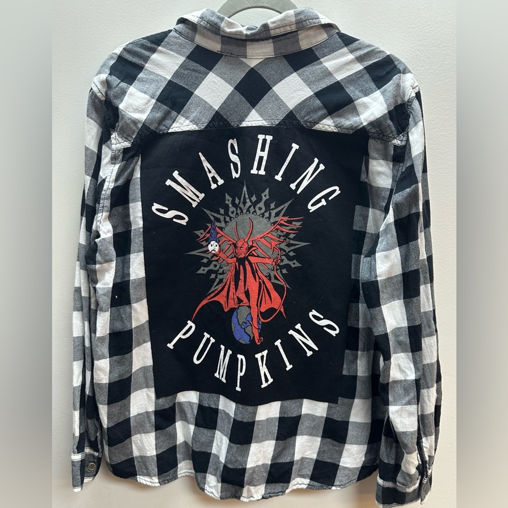 SMASHING PUMPKINS tshirt Upcycled flannel shirt XL